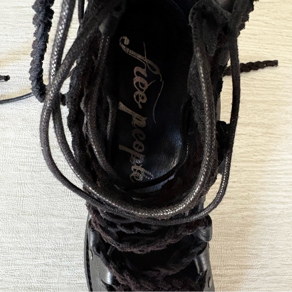 Free People Collection Pember black leather studded lace-up heels - Picture 10 of 13